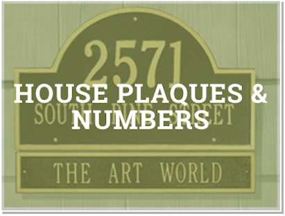 A sign displaying house number 2571 and the words "South Main Street" on the top half, with "The Art World" written on the bottom half. The sign is titled "House Plaques & Numbers.