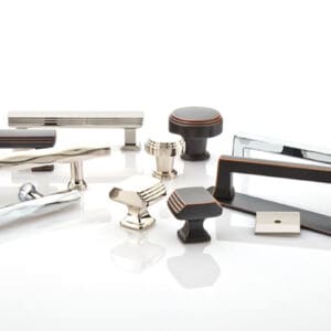 A group of different types of handles on top of a table.