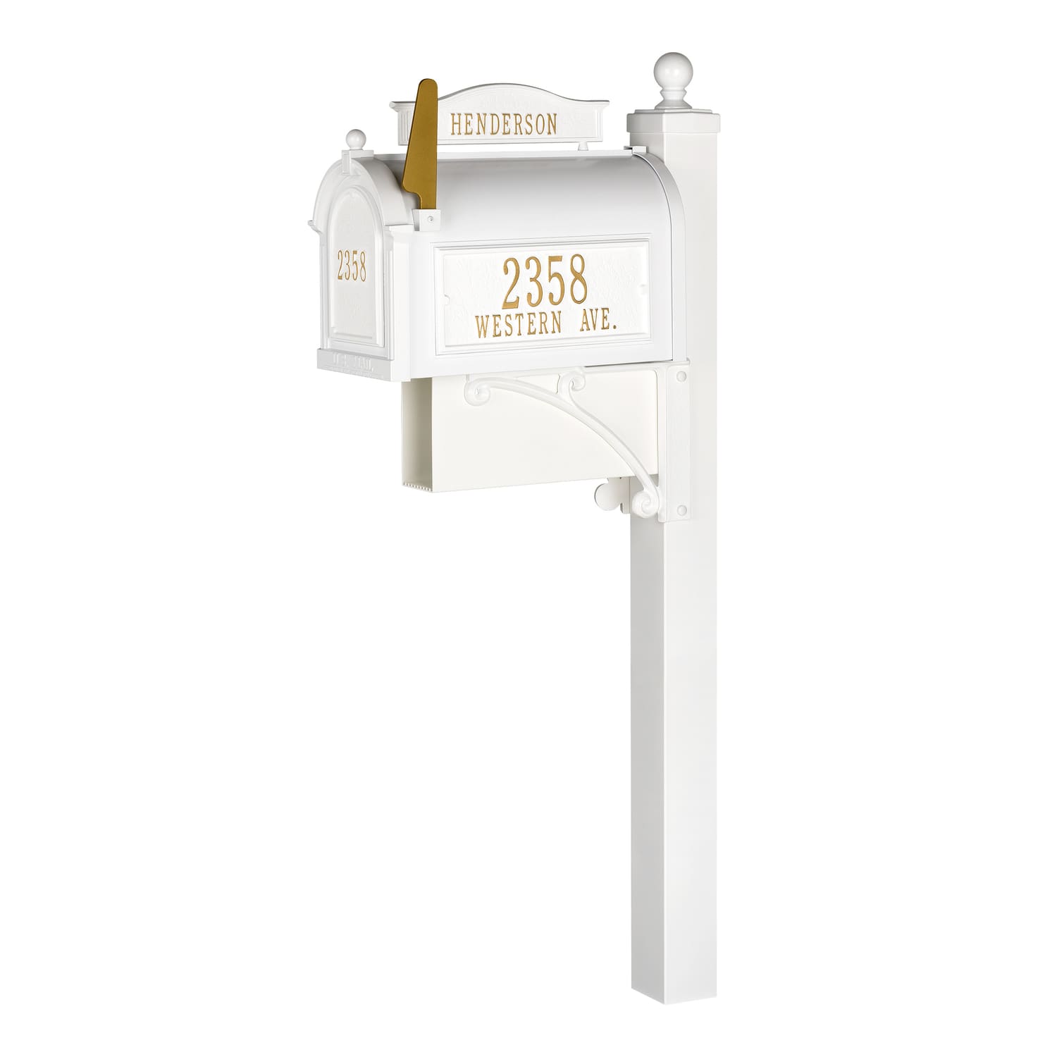 A white mailbox with the number 2 7 5 4 left.