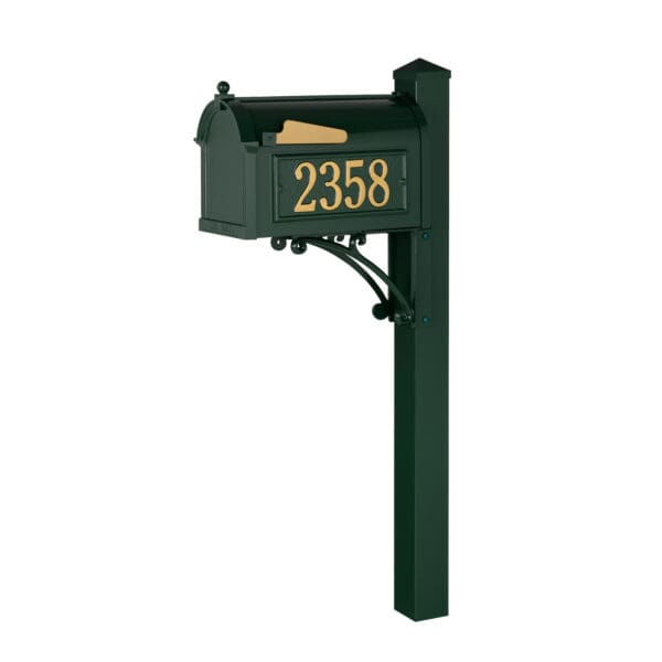 A mailbox with the number 2 3 5 8 on it.