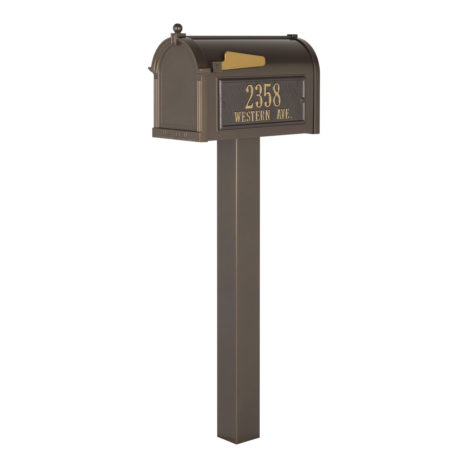 A mailbox with the number 2 7 3 8 on it.