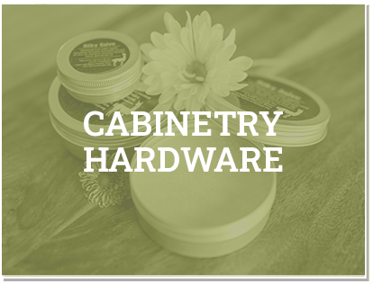 A picture of some jars and flowers with the words cabinetry hardware.